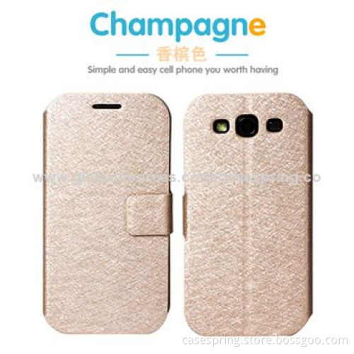 Folio leather case for Samsung galaxy S5, PU leather material with silk texture cases